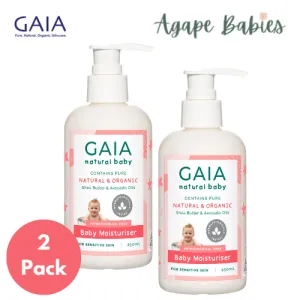 2 x GAIA Baby Moisturiser 250ml   Pump Exp: 02/28 - FOC 2 X 50ml Travel Size bottles