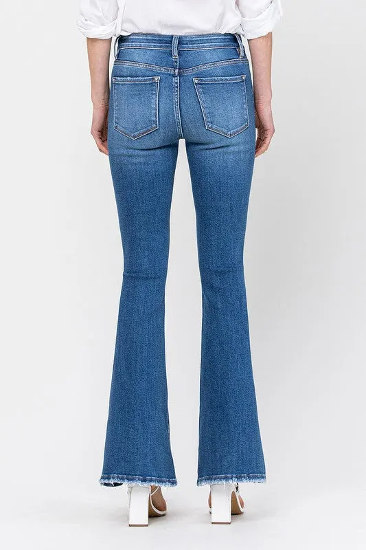 34 Inch Mid Rise Flare Jeans