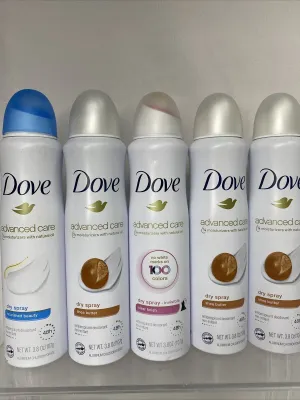 (5) Dove Advanced Care Shea Butter Antiperspirant Deodorant Dry Spray Clear ￼3.8