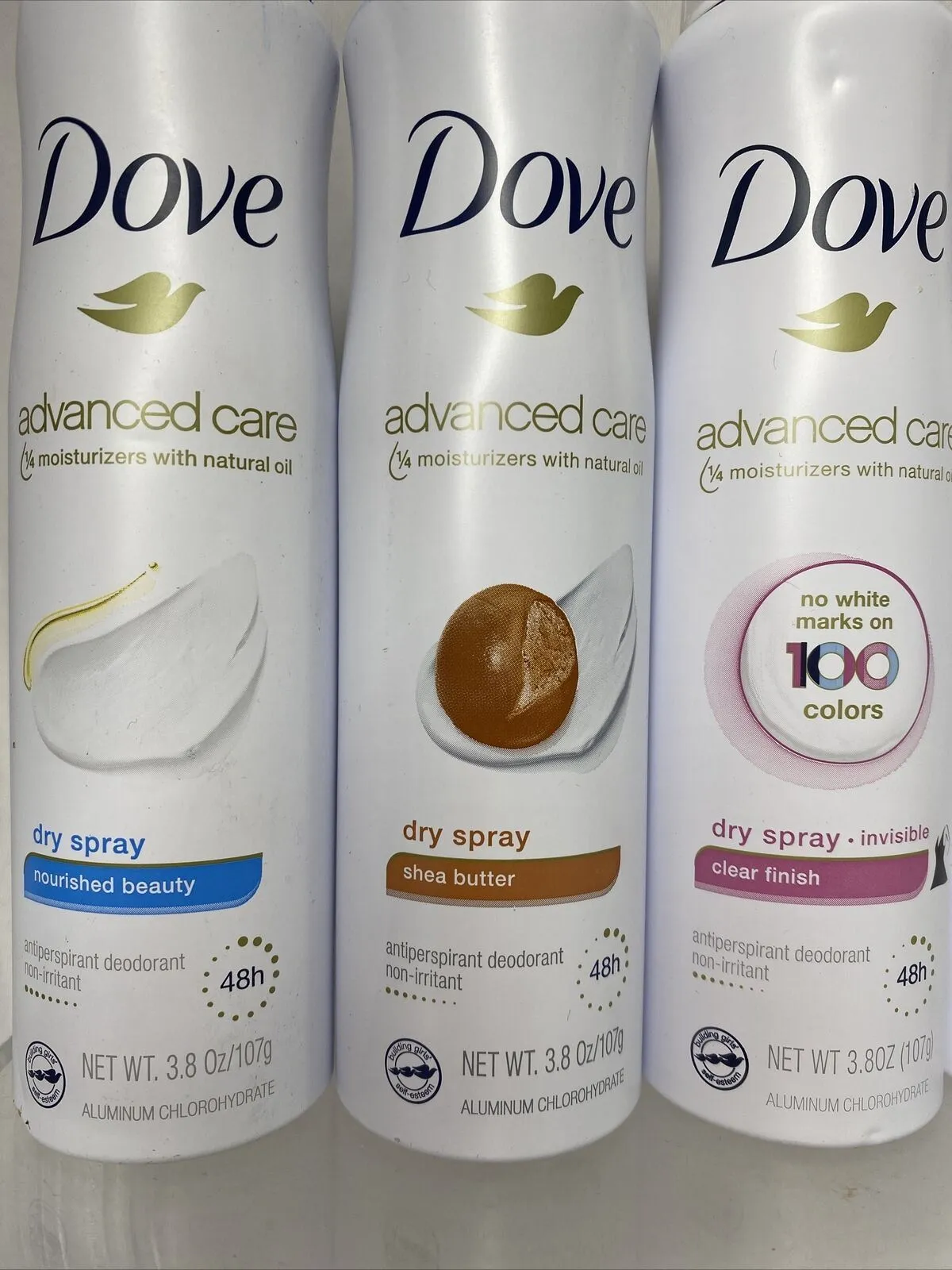 (5) Dove Advanced Care Shea Butter Antiperspirant Deodorant Dry Spray Clear ￼3.8