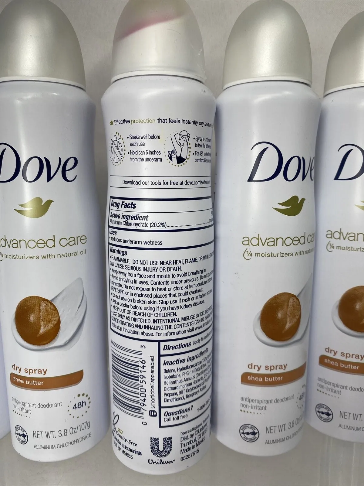 (5) Dove Advanced Care Shea Butter Antiperspirant Deodorant Dry Spray Clear ￼3.8