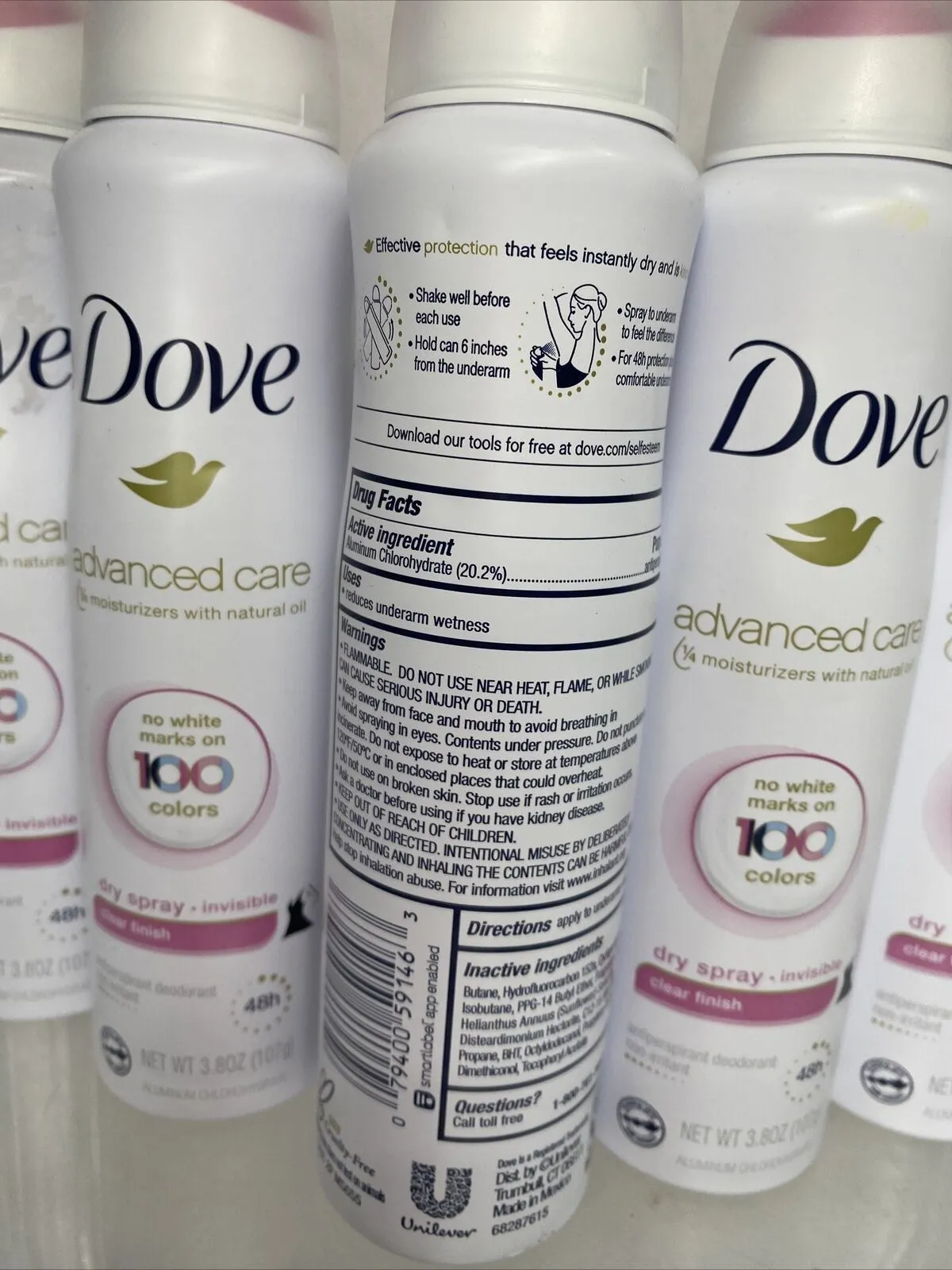 (6) Dove Advanced Care Antiperspirant Deodorant Dry Spray Invisible Clear ￼3.8oz
