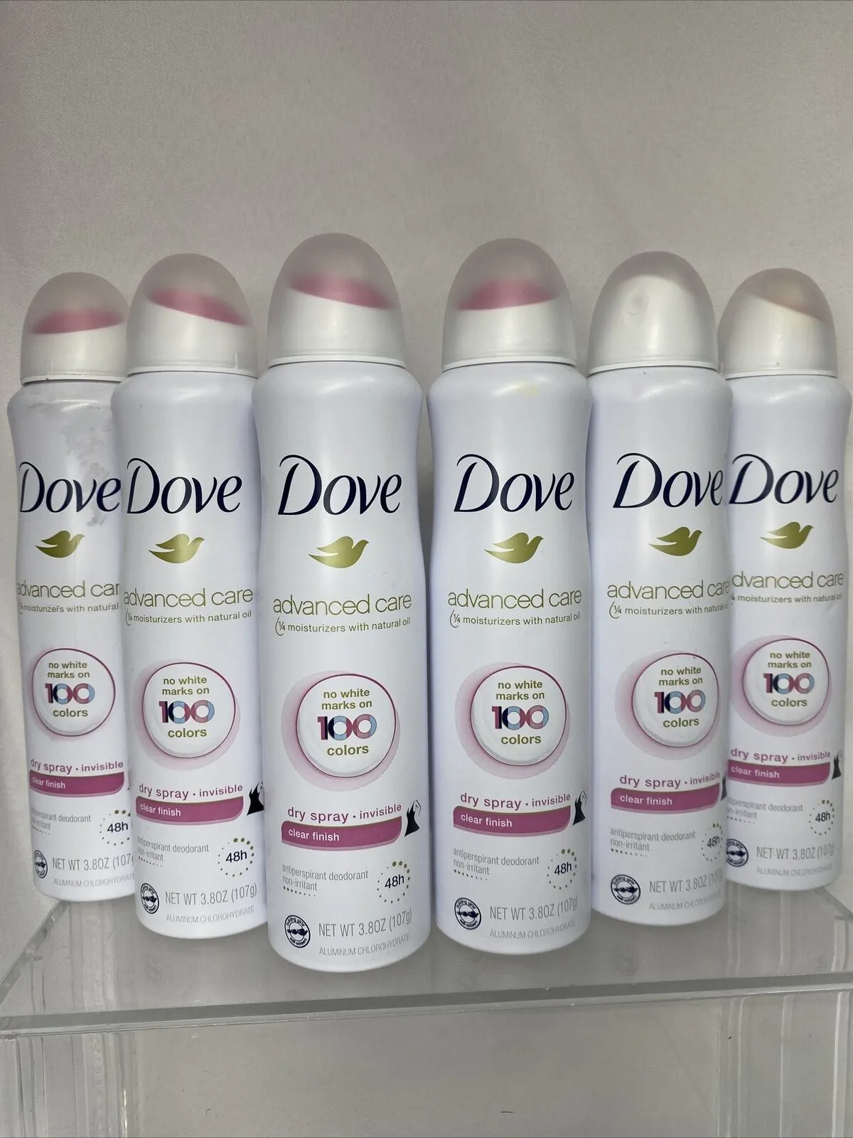 (6) Dove Advanced Care Antiperspirant Deodorant Dry Spray Invisible Clear ￼3.8oz