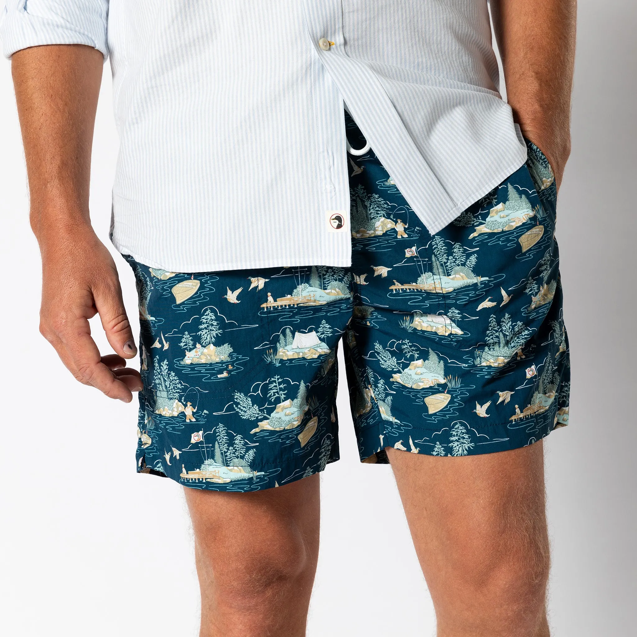 6" Print Sailport Swim Short - Dark Indigo