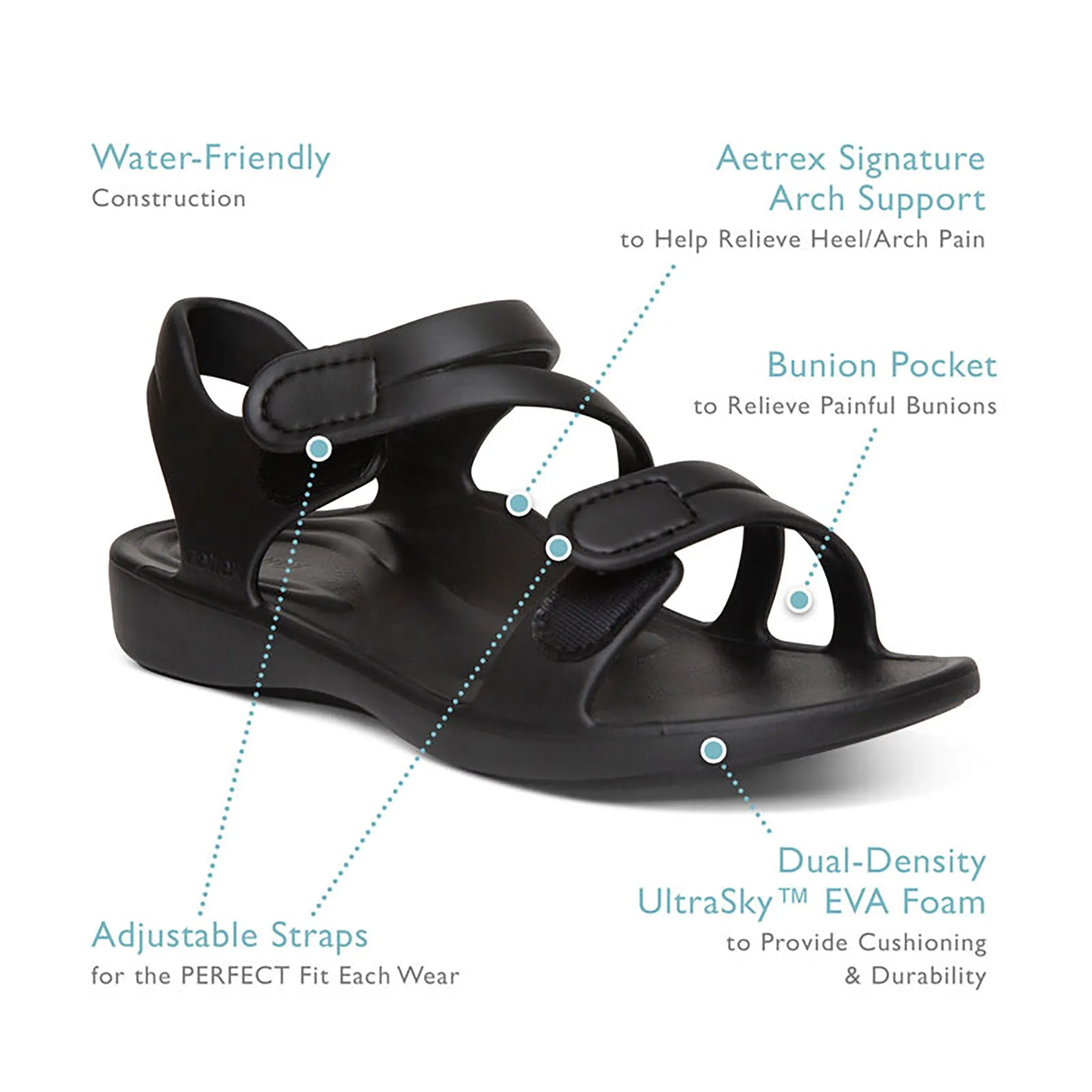 Aetrex | Jillian Sport Water-Friendly Sandal Black