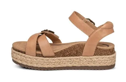 Aetrex Paula Cork Platform Qtr Strp Women Sandal Camel