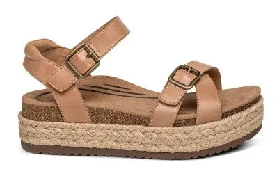 Aetrex Paula Cork Platform Qtr Strp Women Sandal Camel