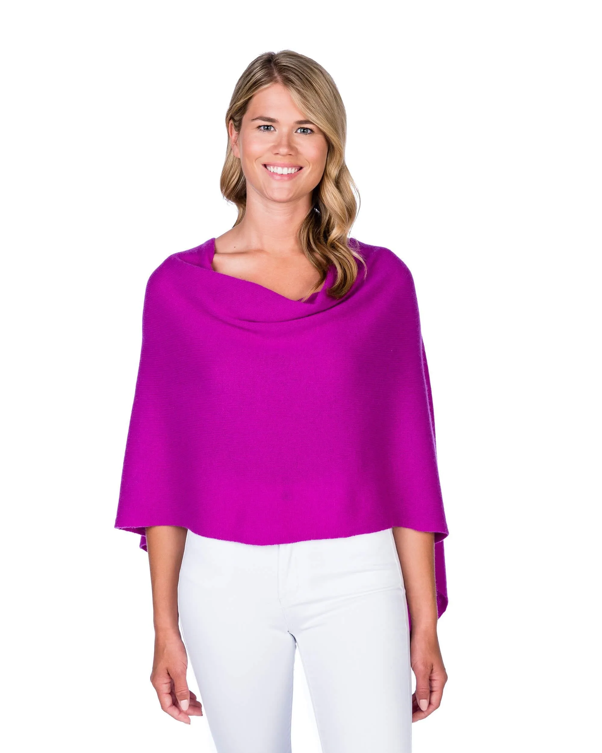Alashan 100% Cashmere Dress Topper Poncho - Boysenberry