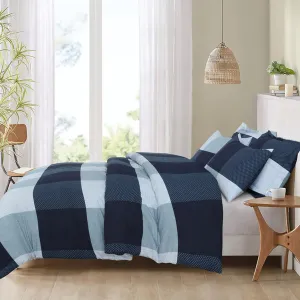 Amsons Quilt Cover Set - Blue Check