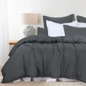 Amsons Quilt Cover Set with Extra Standard Pillow Covers - Grey