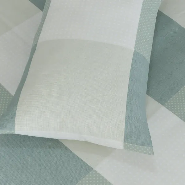 Amsons Quilt Cover Set with Extra Standard Pillow Covers - Sage Check