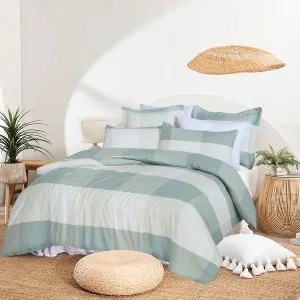 Amsons Quilt Cover Set with Extra Standard Pillow Covers - Sage Check
