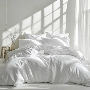 Amsons Quilt Cover Set with Extra Standard Pillow Covers - White