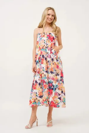 And The Why Tiered Floral Midi Cami Dress with Pockets