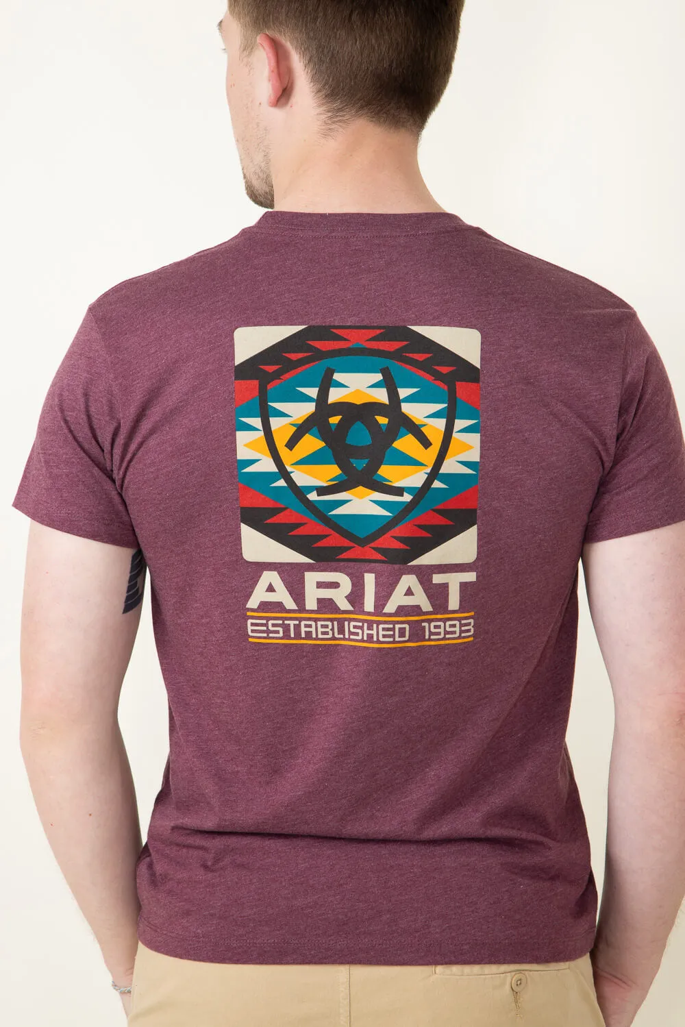 Ariat Serape Fill T-Shirt for Men in Burgundy | 10051752-BURGUNDY