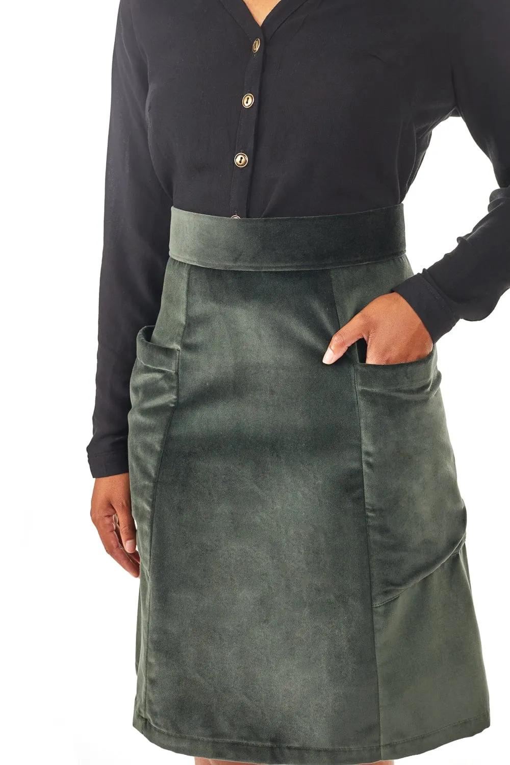 Atheno Skirt in Spruce Velvet