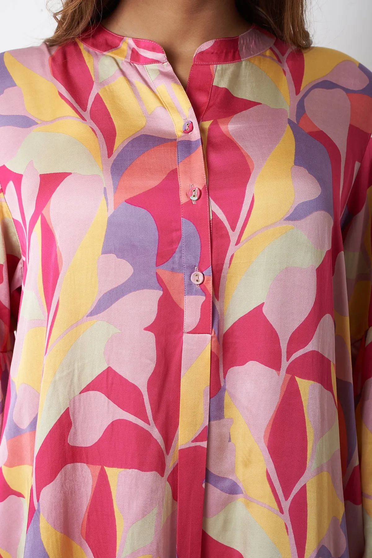 BAND COLLAR DRESS - MULTICOLOUR