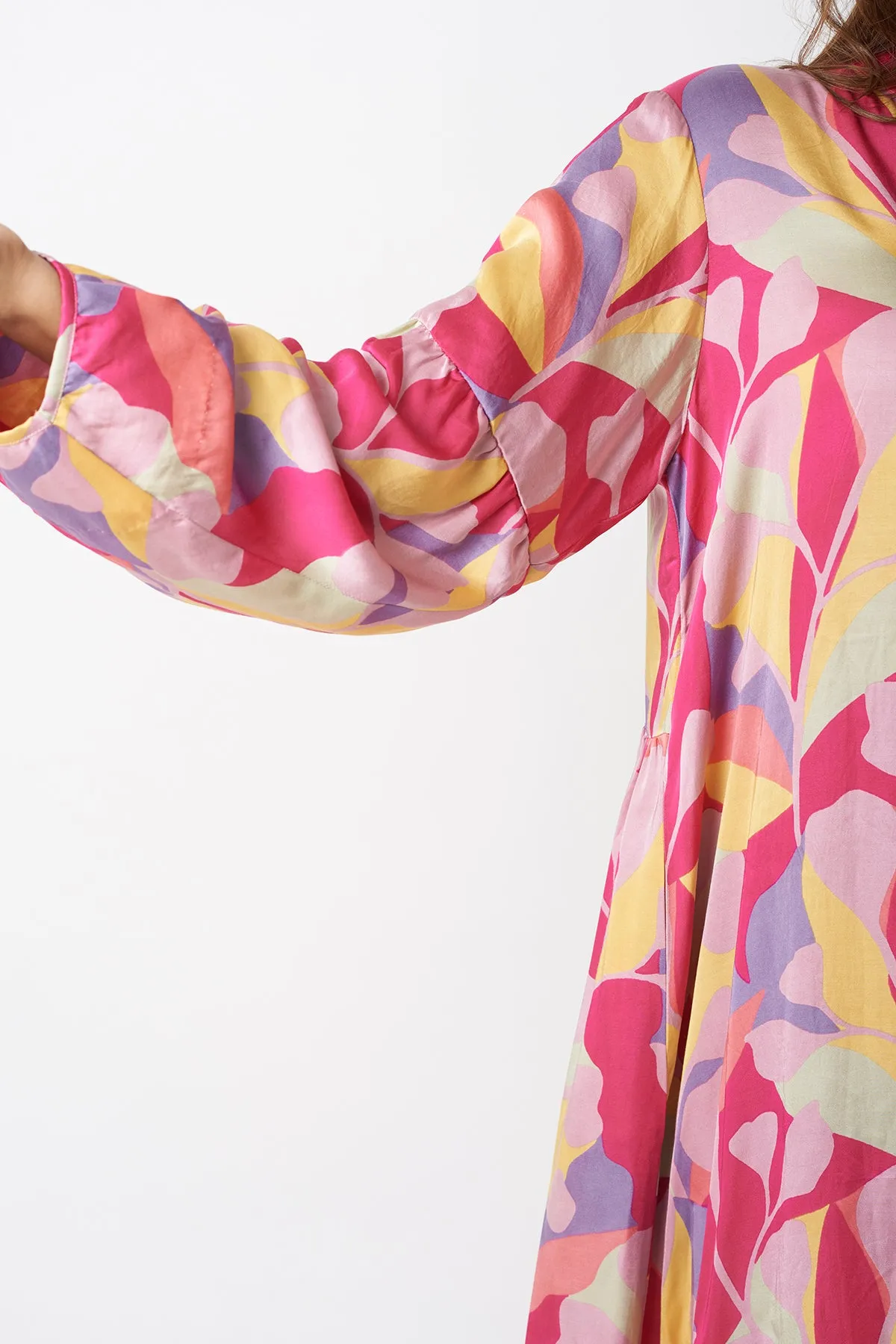 BAND COLLAR DRESS - MULTICOLOUR
