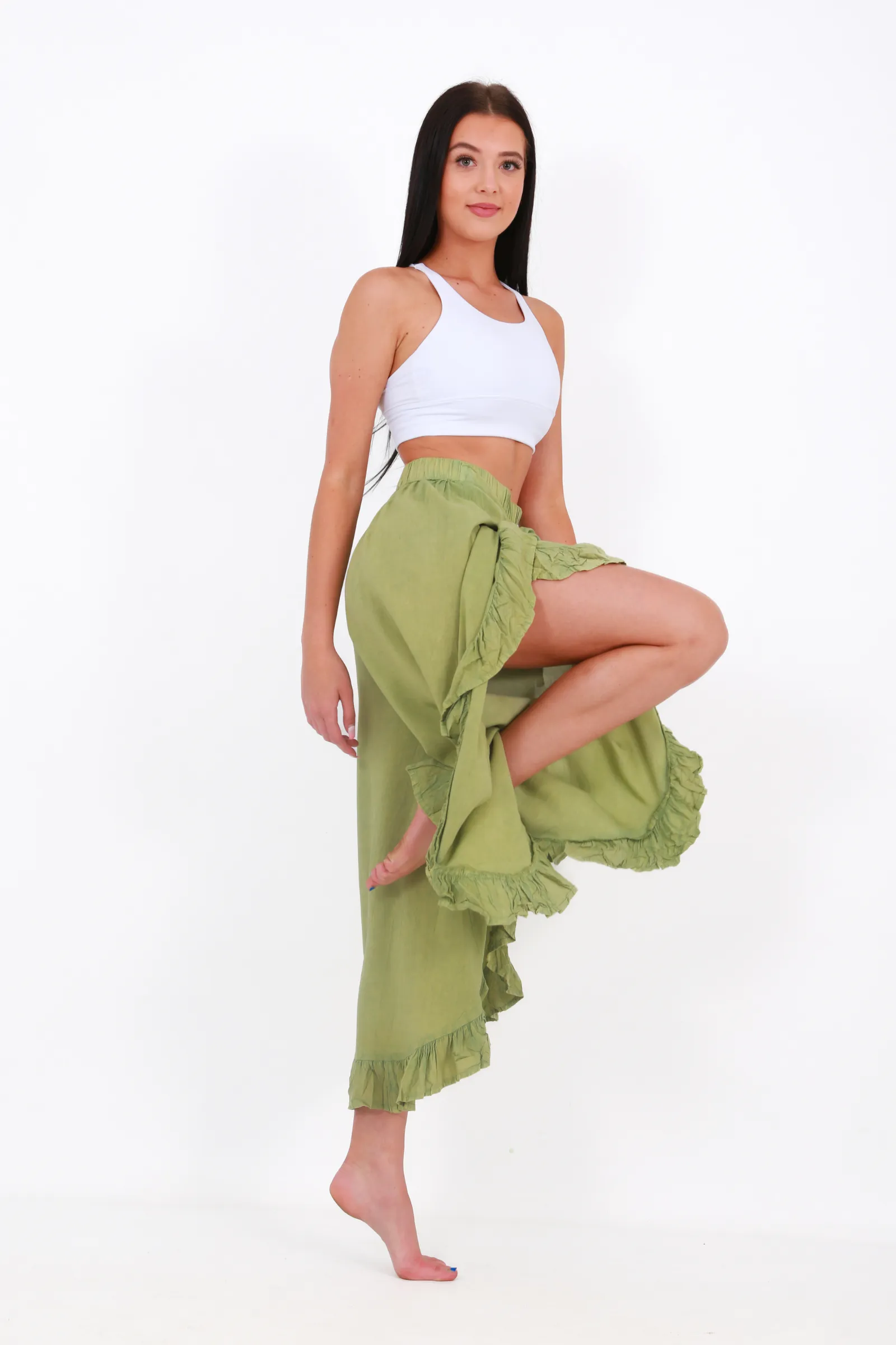 Beach Bunny wrap palazzo - green wash