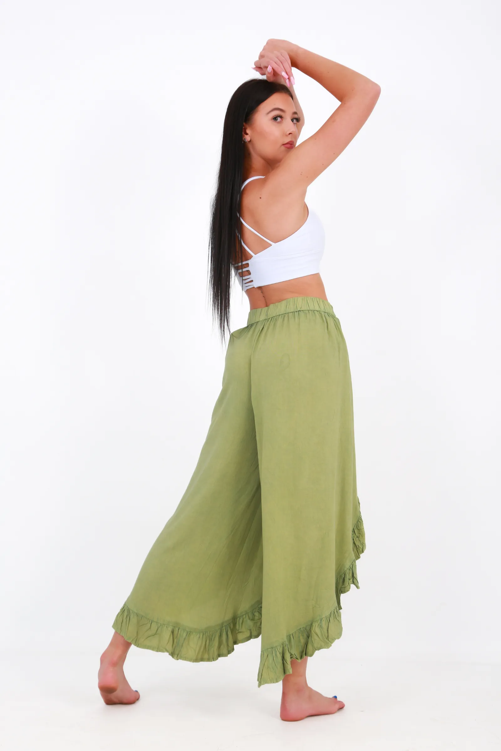 Beach Bunny wrap palazzo - green wash
