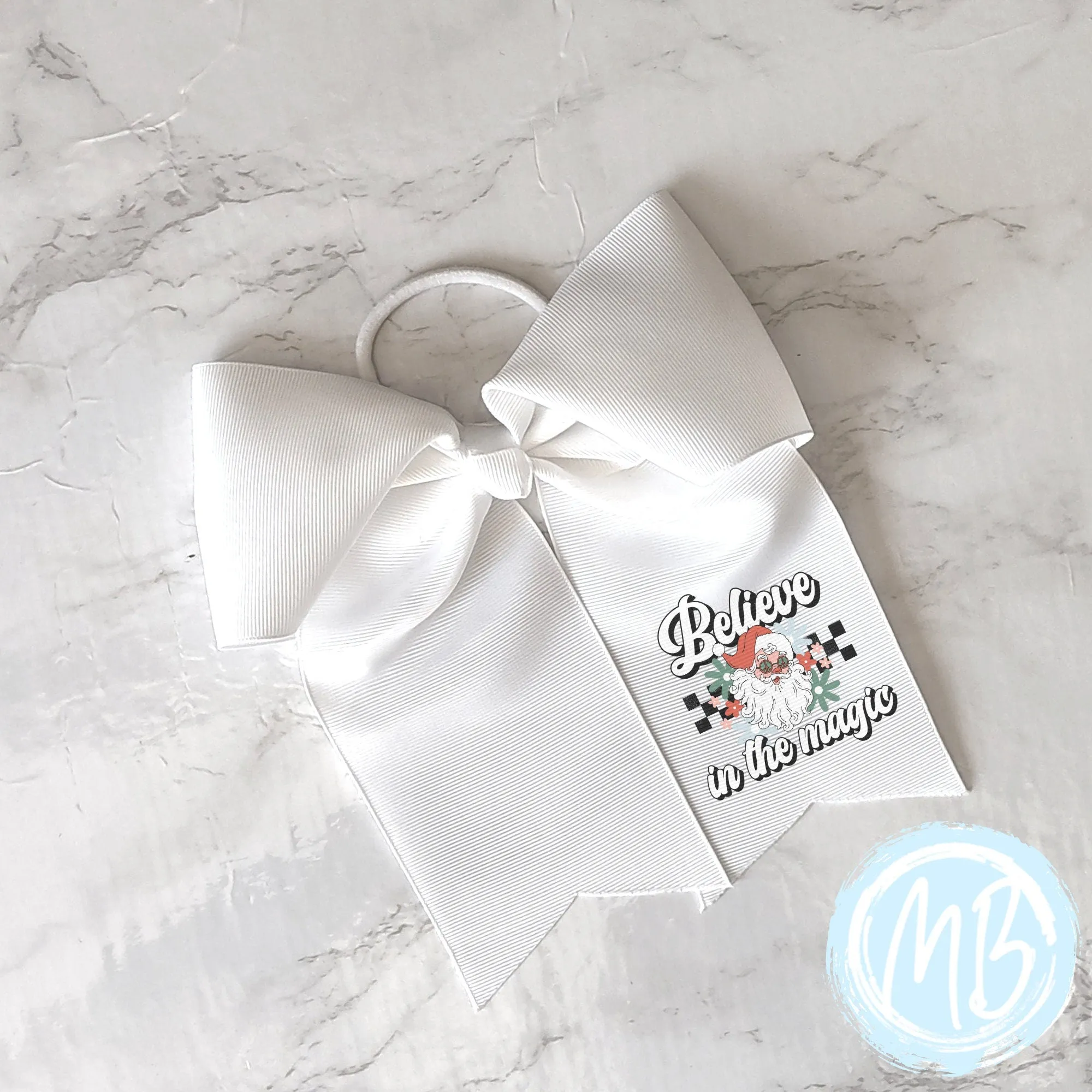 Believe in the Magic Bow | Large Bow | Girl's Bow | Holiday | Christmas | Santa |