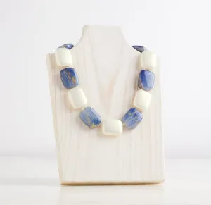 Blue Lapis & White Combo Chicklet Cooling Necklace