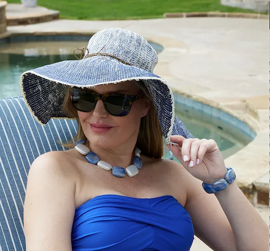 Blue Lapis & White Combo Chicklet Cooling Necklace