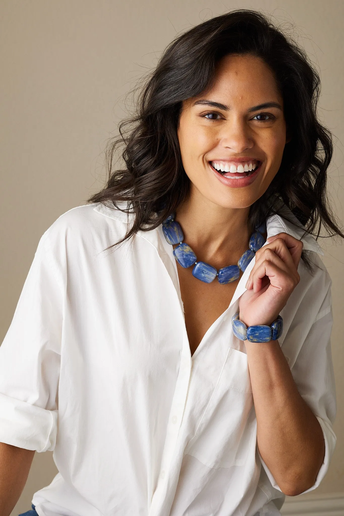 Blue Lapis Chicklet Cooling Necklace
