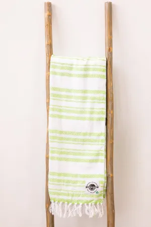 Bright Green Stripe Beach Blanket