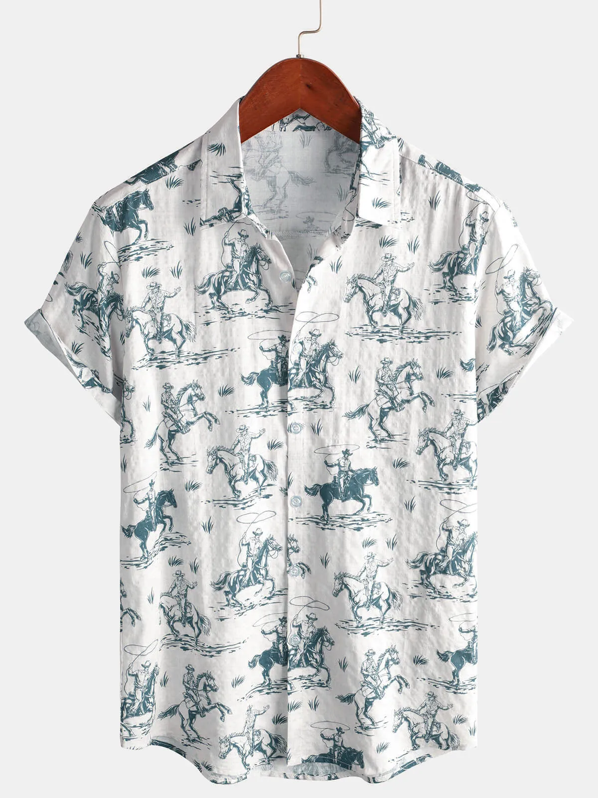 Bundle Of 2 | Men's Vintage Short Sleeve 70s Retro Aztec Print Button Up Shirts