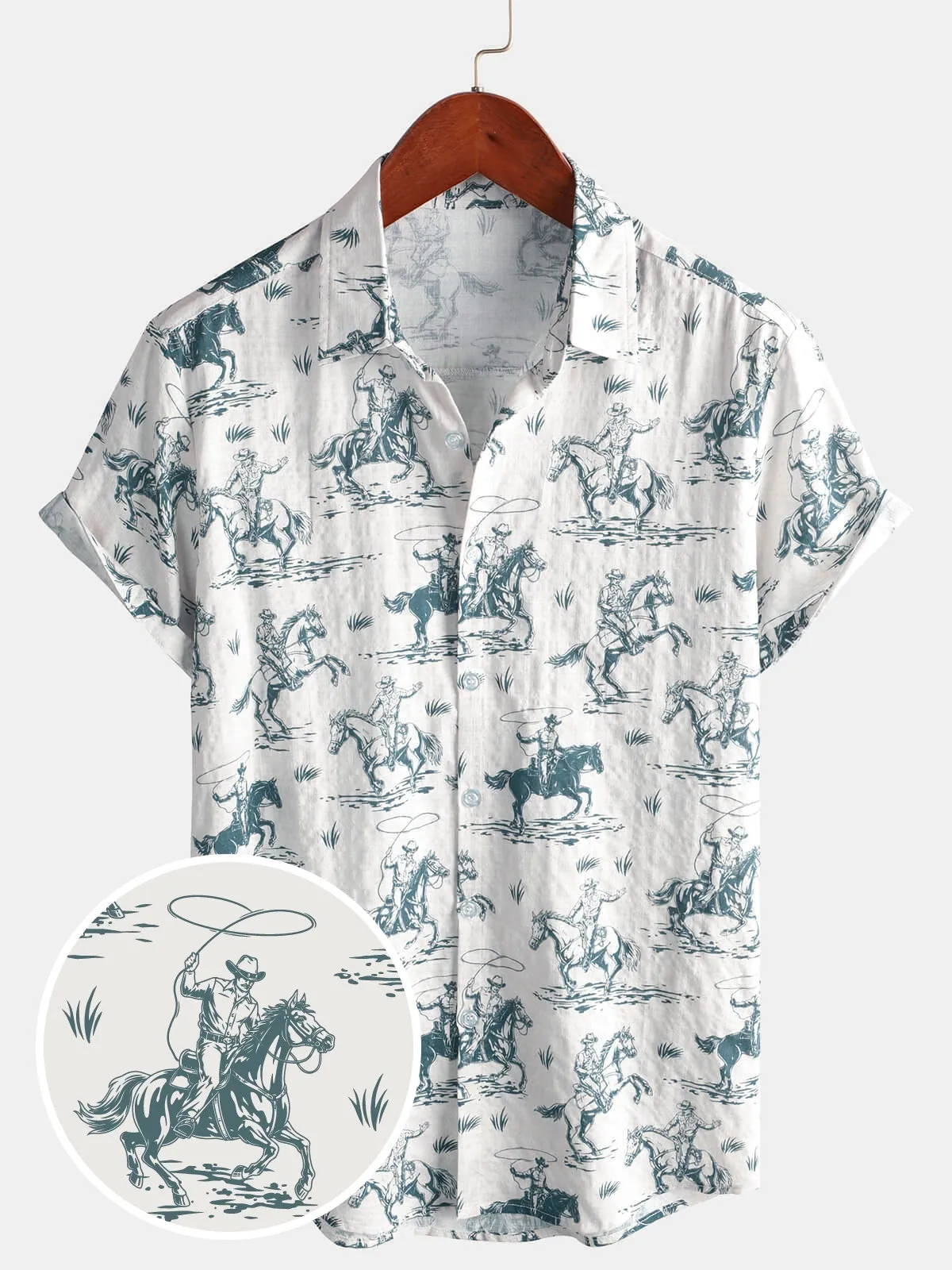 Bundle Of 2 | Men's Vintage Short Sleeve 70s Retro Aztec Print Button Up Shirts