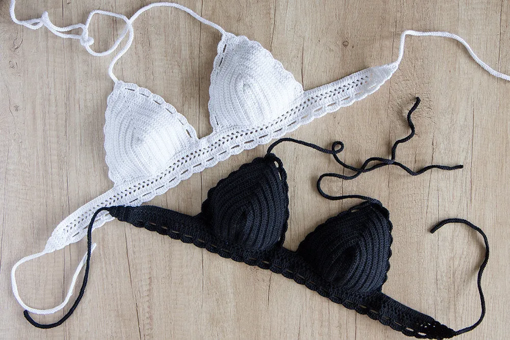 Carambola White Crochet Bikini Top