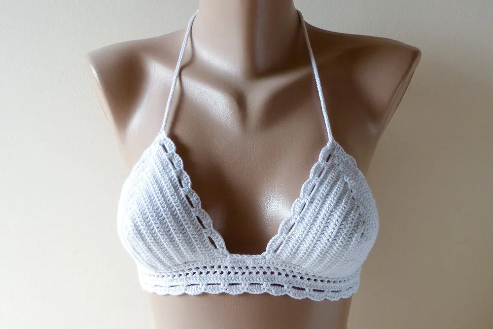 Carambola White Crochet Bikini Top