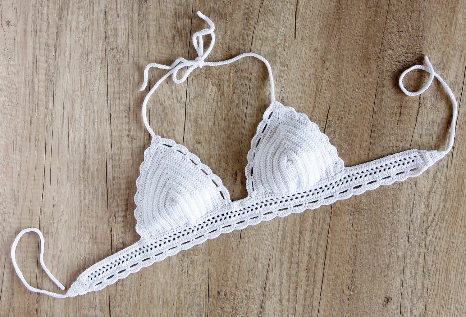 Carambola White Crochet Bikini Top