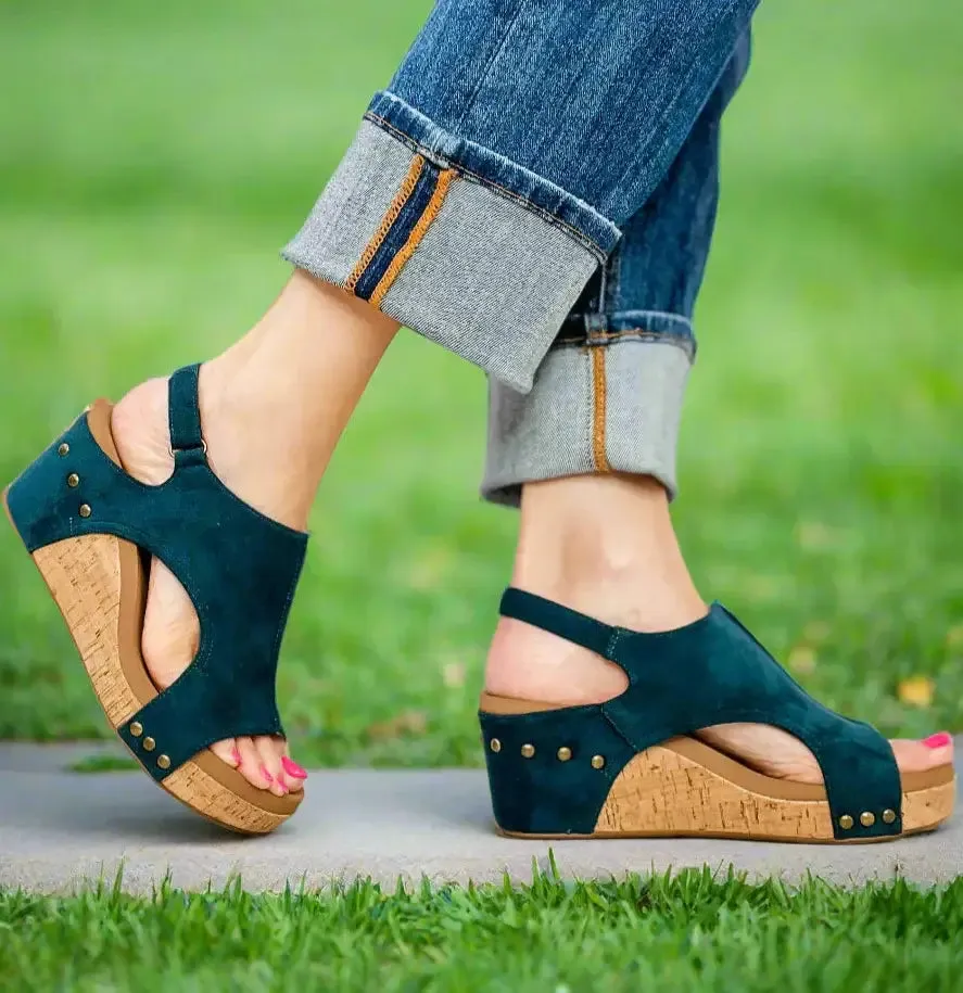 CARLEY- TEAL FAUX SUEDE- CORKYS