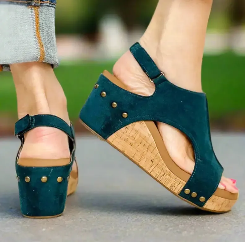 CARLEY- TEAL FAUX SUEDE- CORKYS