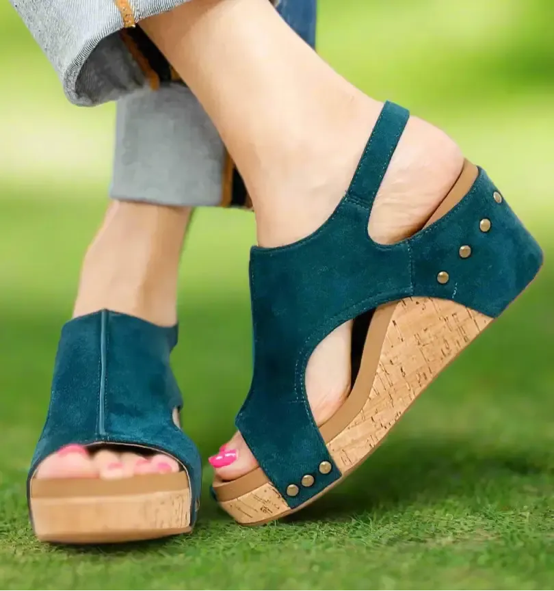 CARLEY- TEAL FAUX SUEDE- CORKYS