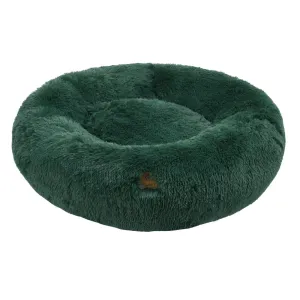 Charlie's Shaggy Faux Fur Round Calming Dog Bed Eden Green Medium