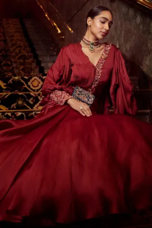 Cherry Red Oraganza Lehenga Set