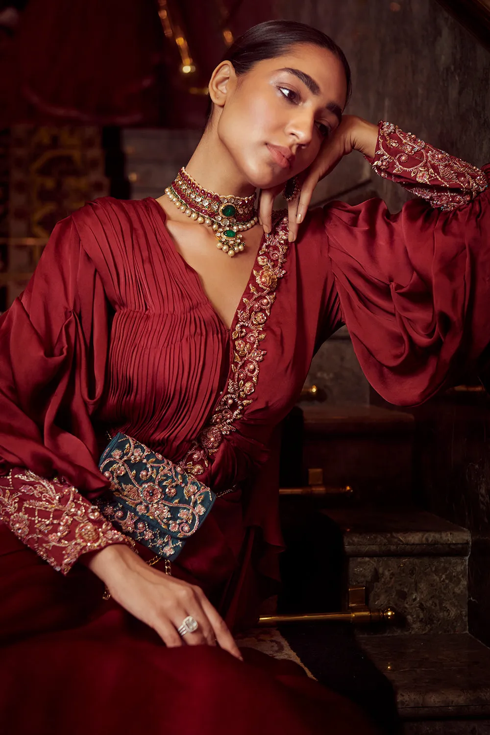 Cherry Red Oraganza Lehenga Set