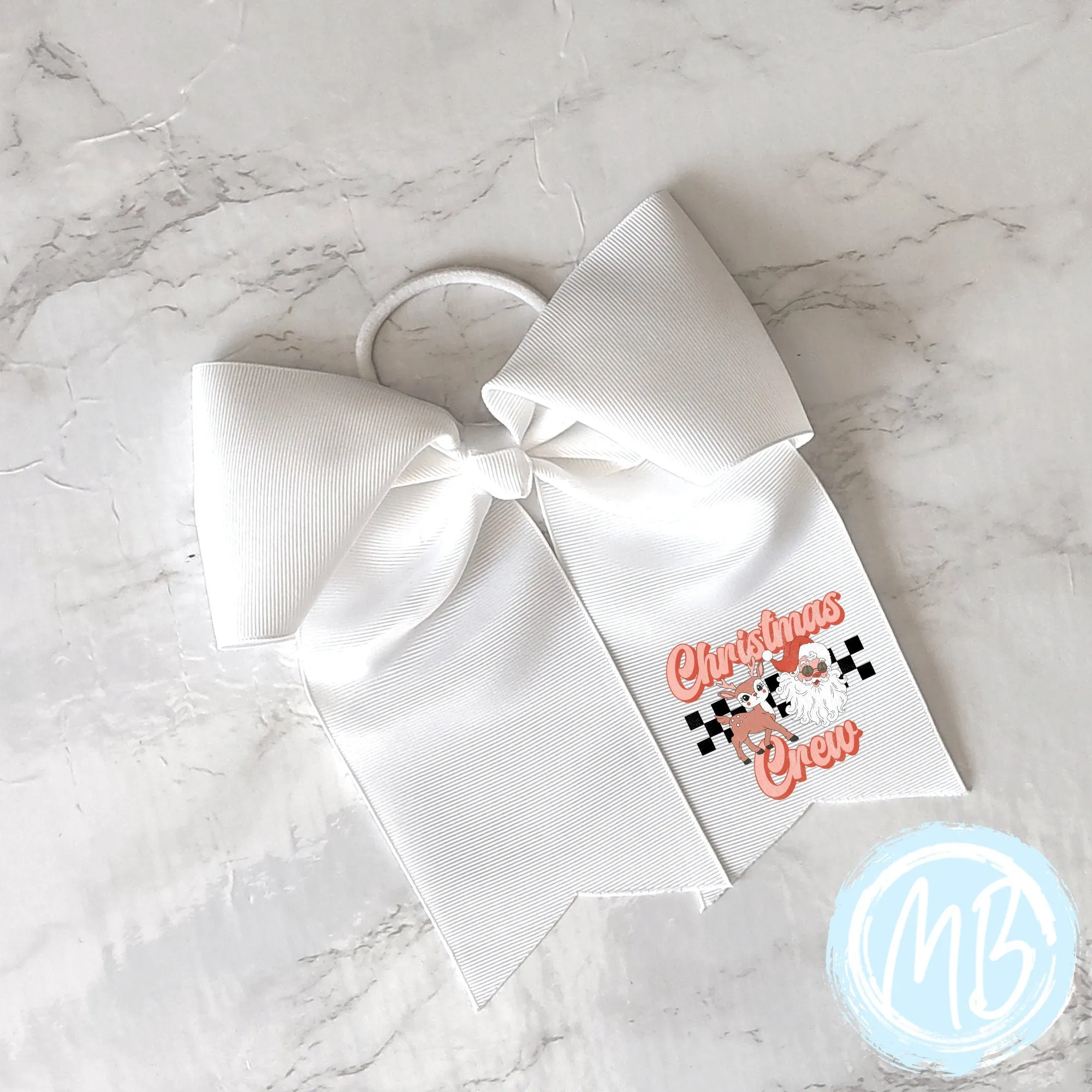 Christmas Crew Bow | Large Bow | Girl's Bow | Holiday | Christmas | Santa |