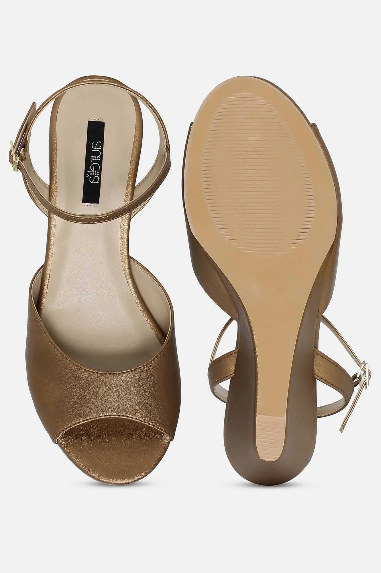 Copper Almond Toe Solid Wedge - Zholly