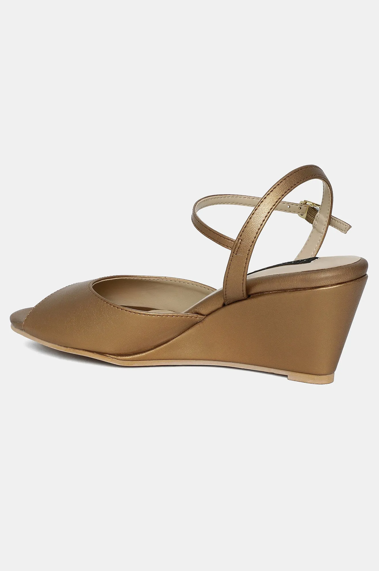 Copper Almond Toe Solid Wedge - Zholly