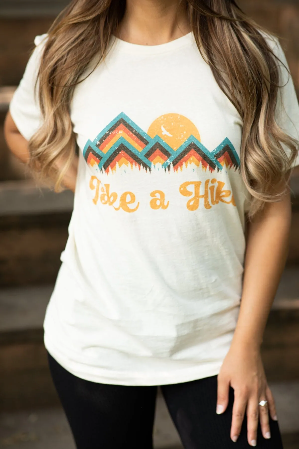 Cream Retro Take A Hike Graphic Tee