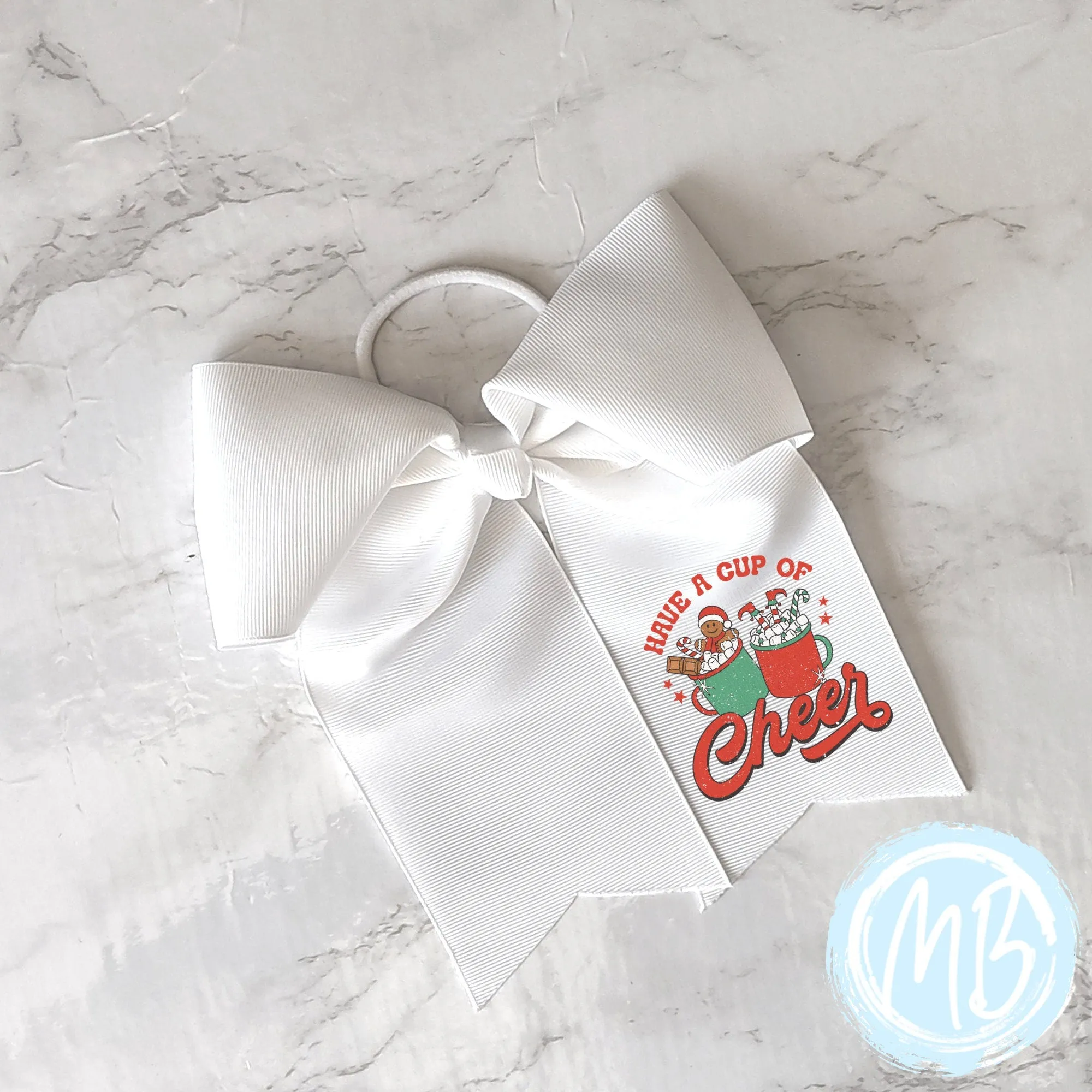 Cup of Cheer Bow | Large Bow | Girl's Bow | Holiday | Christmas | Santa |