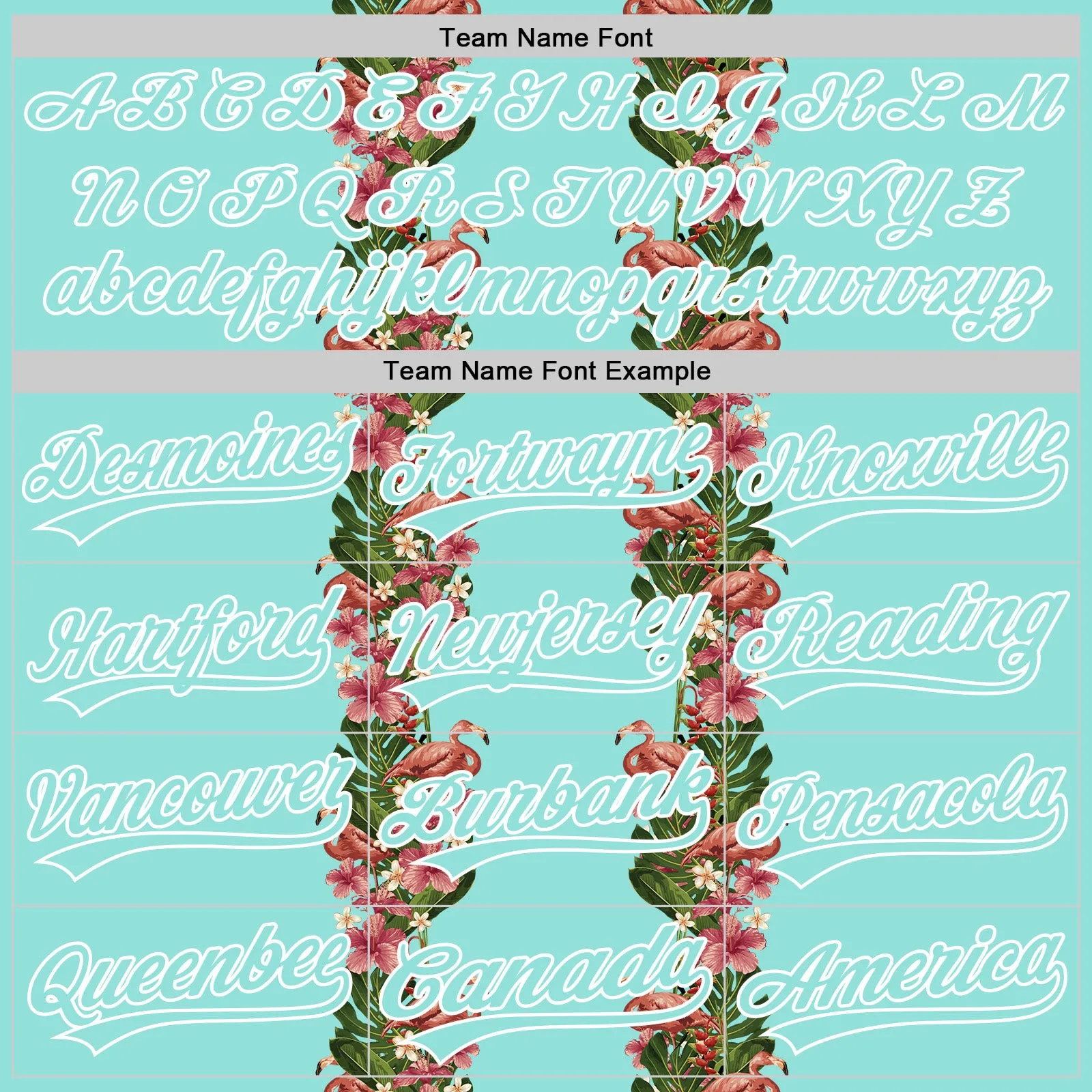 Custom Ice Blue White 3D Tropical Hawaii Plant And Flamingo Authentic Baseball Jersey
