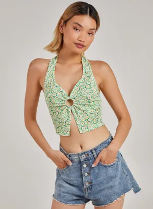 Daisy Print Halterneck Top