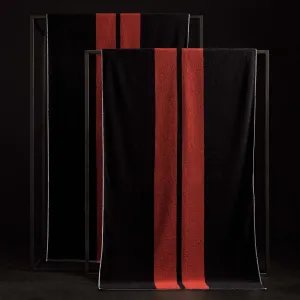 Double Stripe Beach Towel - Black/Sunstone