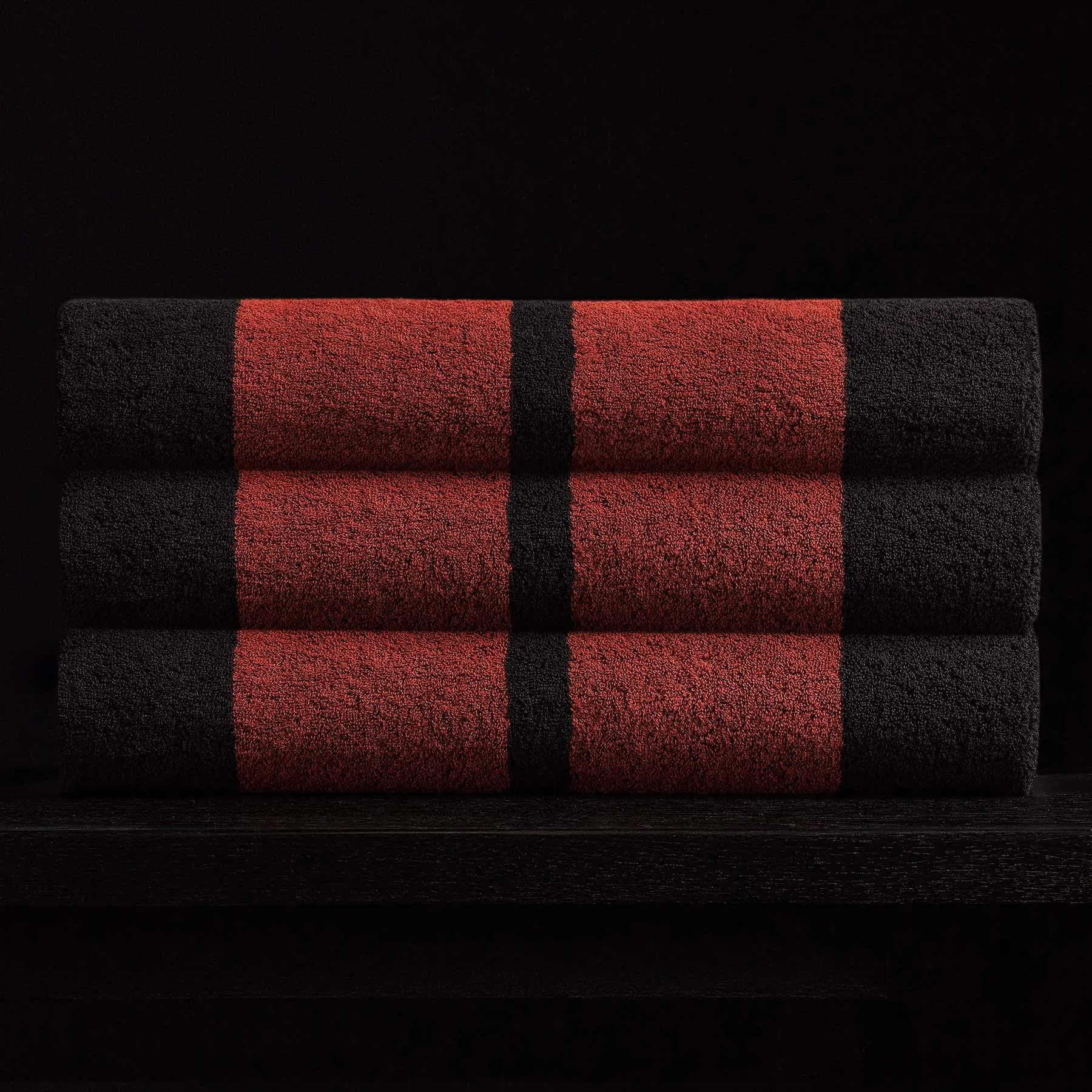 Double Stripe Beach Towel - Black/Sunstone