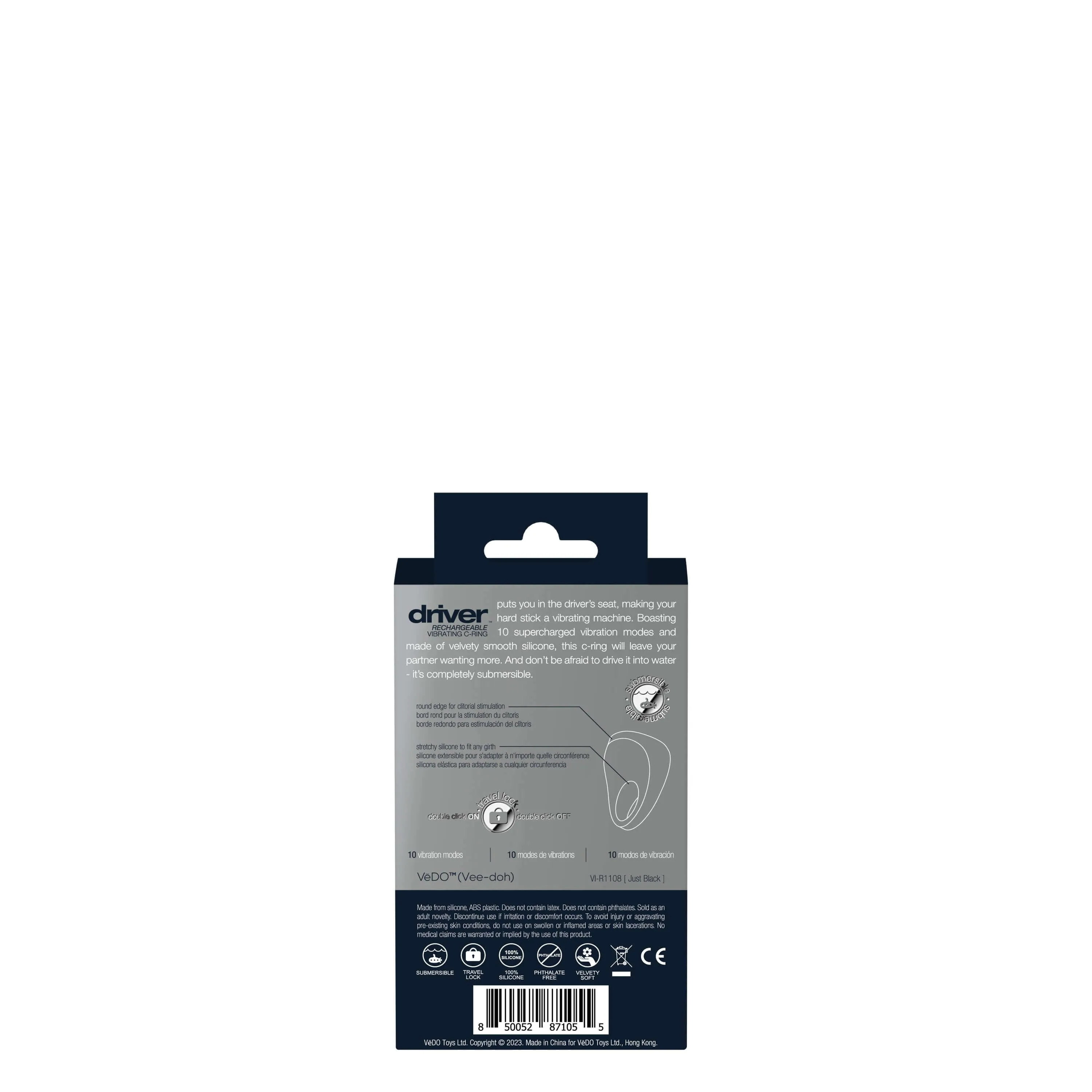 Driver Rechargeable Vibrating C-Ring - Black: Your Road to Shared Pleasure